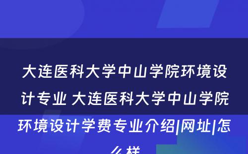 大连医科大学中山学院环境设计专业 大连医科大学中山学院环境设计学费专业介绍|网址|怎么样