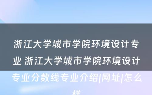 浙江大学城市学院环境设计专业 浙江大学城市学院环境设计专业分数线专业介绍|网址|怎么样