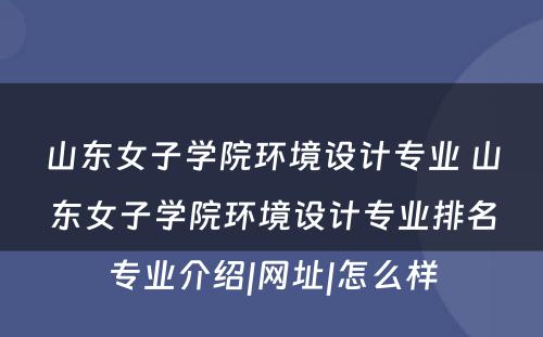 山东女子学院环境设计专业 山东女子学院环境设计专业排名专业介绍|网址|怎么样