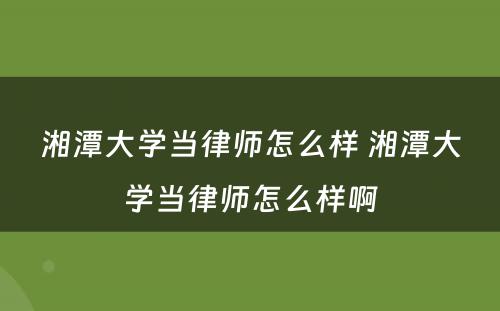 湘潭大学当律师怎么样 湘潭大学当律师怎么样啊