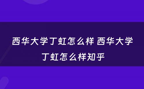 西华大学丁虹怎么样 西华大学丁虹怎么样知乎