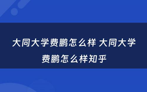 大同大学费鹏怎么样 大同大学费鹏怎么样知乎