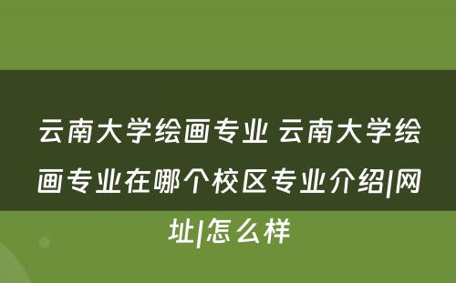 云南大学绘画专业 云南大学绘画专业在哪个校区专业介绍|网址|怎么样