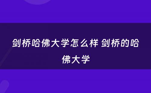 剑桥哈佛大学怎么样 剑桥的哈佛大学