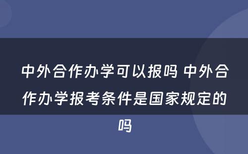 中外合作办学可以报吗 中外合作办学报考条件是国家规定的吗