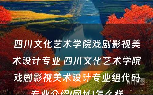 四川文化艺术学院戏剧影视美术设计专业 四川文化艺术学院戏剧影视美术设计专业组代码专业介绍|网址|怎么样