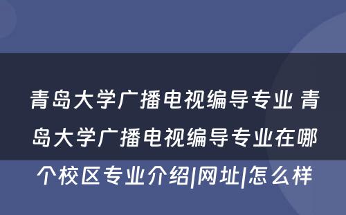 青岛大学广播电视编导专业 青岛大学广播电视编导专业在哪个校区专业介绍|网址|怎么样