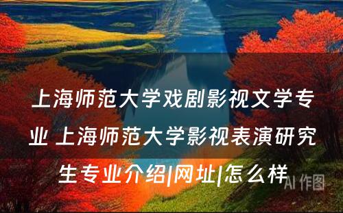 上海师范大学戏剧影视文学专业 上海师范大学影视表演研究生专业介绍|网址|怎么样