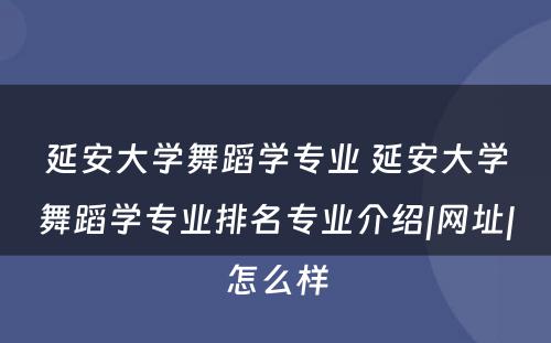 延安大学舞蹈学专业 延安大学舞蹈学专业排名专业介绍|网址|怎么样