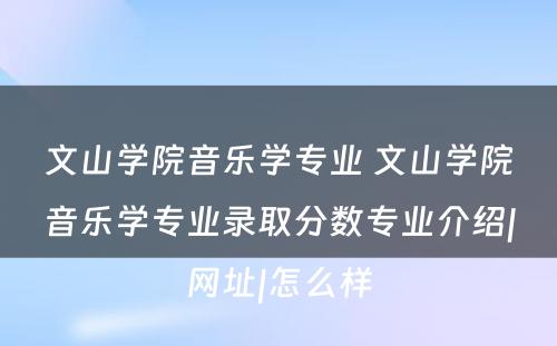 文山学院音乐学专业 文山学院音乐学专业录取分数专业介绍|网址|怎么样