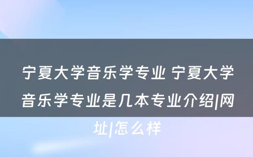 宁夏大学音乐学专业 宁夏大学音乐学专业是几本专业介绍|网址|怎么样