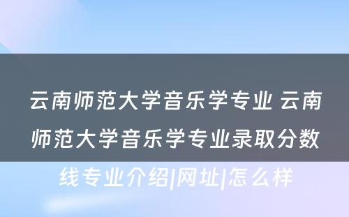 云南师范大学音乐学专业 云南师范大学音乐学专业录取分数线专业介绍|网址|怎么样