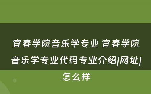 宜春学院音乐学专业 宜春学院音乐学专业代码专业介绍|网址|怎么样