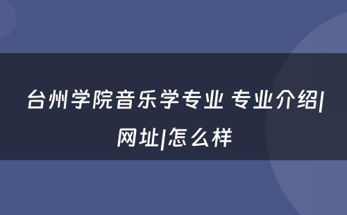 台州学院音乐学专业 专业介绍|网址|怎么样