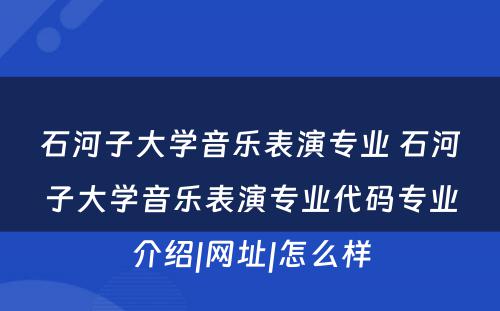 石河子大学音乐表演专业 石河子大学音乐表演专业代码专业介绍|网址|怎么样