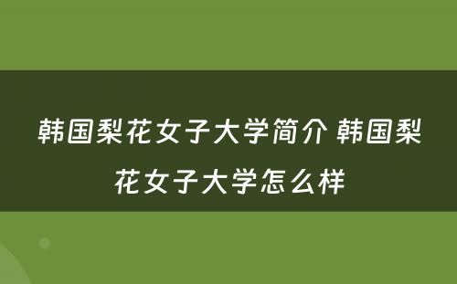 韩国梨花女子大学简介 韩国梨花女子大学怎么样