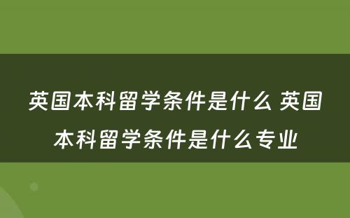 英国本科留学条件是什么 英国本科留学条件是什么专业