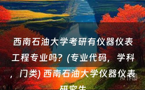 西南石油大学考研有仪器仪表工程专业吗？(专业代码，学科，门类) 西南石油大学仪器仪表研究生