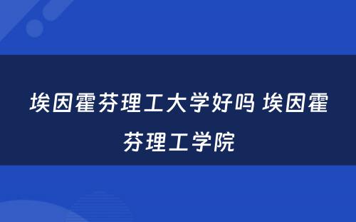 埃因霍芬理工大学好吗 埃因霍芬理工学院