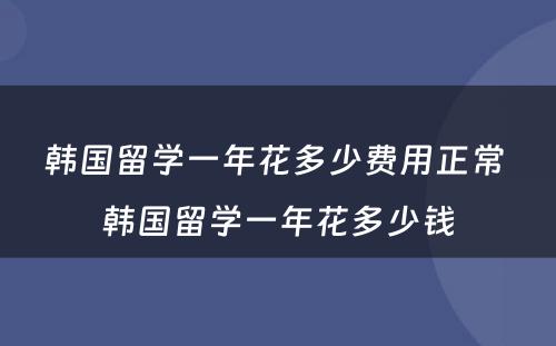 韩国留学一年花多少费用正常 韩国留学一年花多少钱