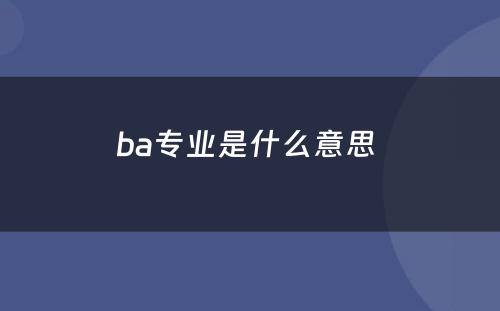 ba专业是什么意思 