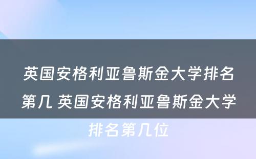 英国安格利亚鲁斯金大学排名第几 英国安格利亚鲁斯金大学排名第几位