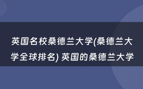 英国名校桑德兰大学(桑德兰大学全球排名) 英国的桑德兰大学