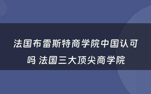 法国布雷斯特商学院中国认可吗 法国三大顶尖商学院