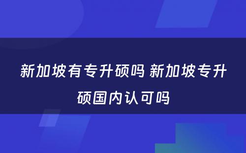 新加坡有专升硕吗 新加坡专升硕国内认可吗