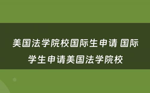 美国法学院校国际生申请 国际学生申请美国法学院校