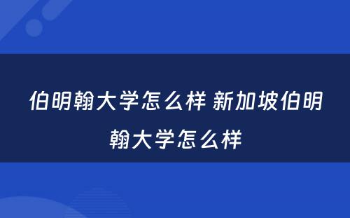 伯明翰大学怎么样 新加坡伯明翰大学怎么样