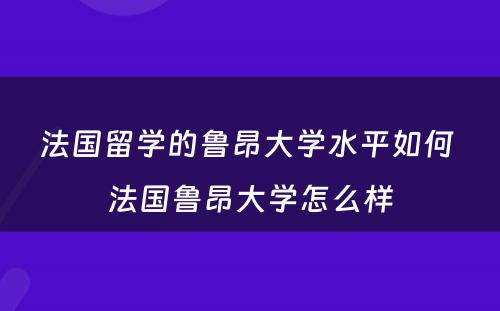 法国留学的鲁昂大学水平如何 法国鲁昂大学怎么样