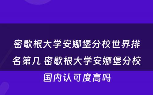 密歇根大学安娜堡分校世界排名第几 密歇根大学安娜堡分校国内认可度高吗