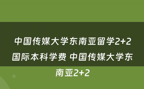 中国传媒大学东南亚留学2+2国际本科学费 中国传媒大学东南亚2+2