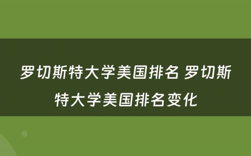 罗切斯特大学美国排名 罗切斯特大学美国排名变化