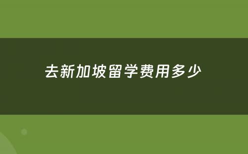 去新加坡留学费用多少 