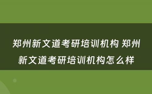 郑州新文道考研培训机构 郑州新文道考研培训机构怎么样
