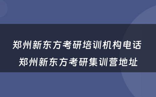 郑州新东方考研培训机构电话 郑州新东方考研集训营地址