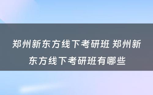 郑州新东方线下考研班 郑州新东方线下考研班有哪些