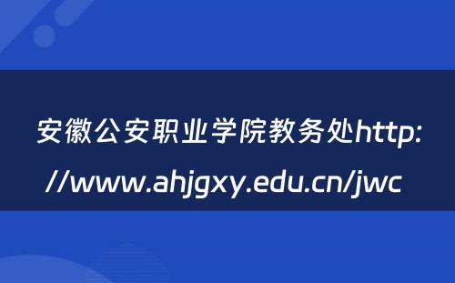 安徽公安职业学院教务处http://www.ahjgxy.edu.cn/jwc 