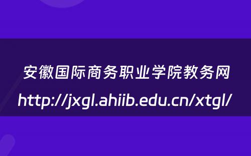 安徽国际商务职业学院教务网http://jxgl.ahiib.edu.cn/xtgl/ 