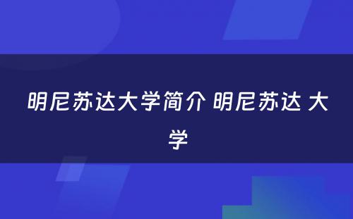 明尼苏达大学简介 明尼苏达 大学