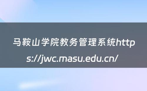 马鞍山学院教务管理系统https://jwc.masu.edu.cn/ 