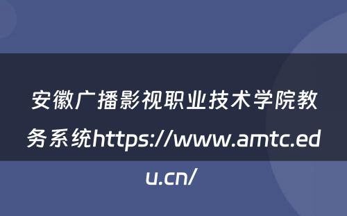 安徽广播影视职业技术学院教务系统https://www.amtc.edu.cn/ 