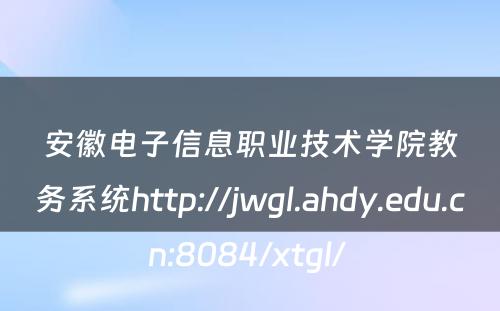 安徽电子信息职业技术学院教务系统http://jwgl.ahdy.edu.cn:8084/xtgl/ 