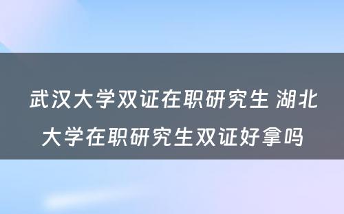 武汉大学双证在职研究生 湖北大学在职研究生双证好拿吗