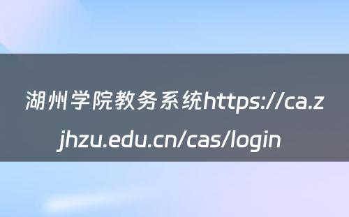 湖州学院教务系统https://ca.zjhzu.edu.cn/cas/login 
