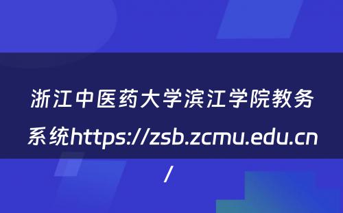 浙江中医药大学滨江学院教务系统https://zsb.zcmu.edu.cn/ 