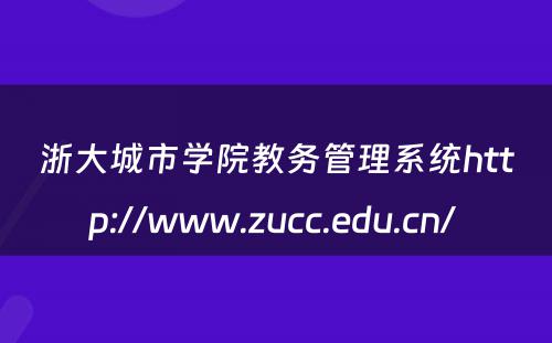 浙大城市学院教务管理系统http://www.zucc.edu.cn/ 