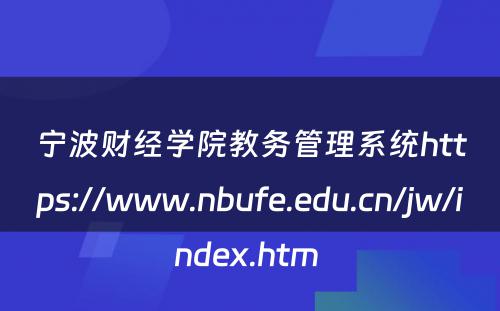 宁波财经学院教务管理系统https://www.nbufe.edu.cn/jw/index.htm 